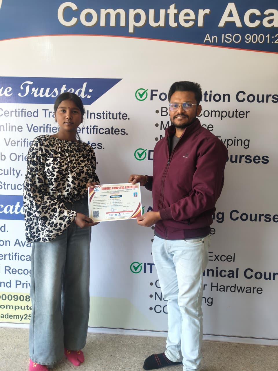 Student receiving verified certificate